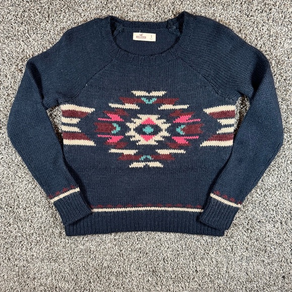 Hollister Sweaters - Hollister Sweater Womens Small Blue Aztec Tribal Wool Blend Southwestern